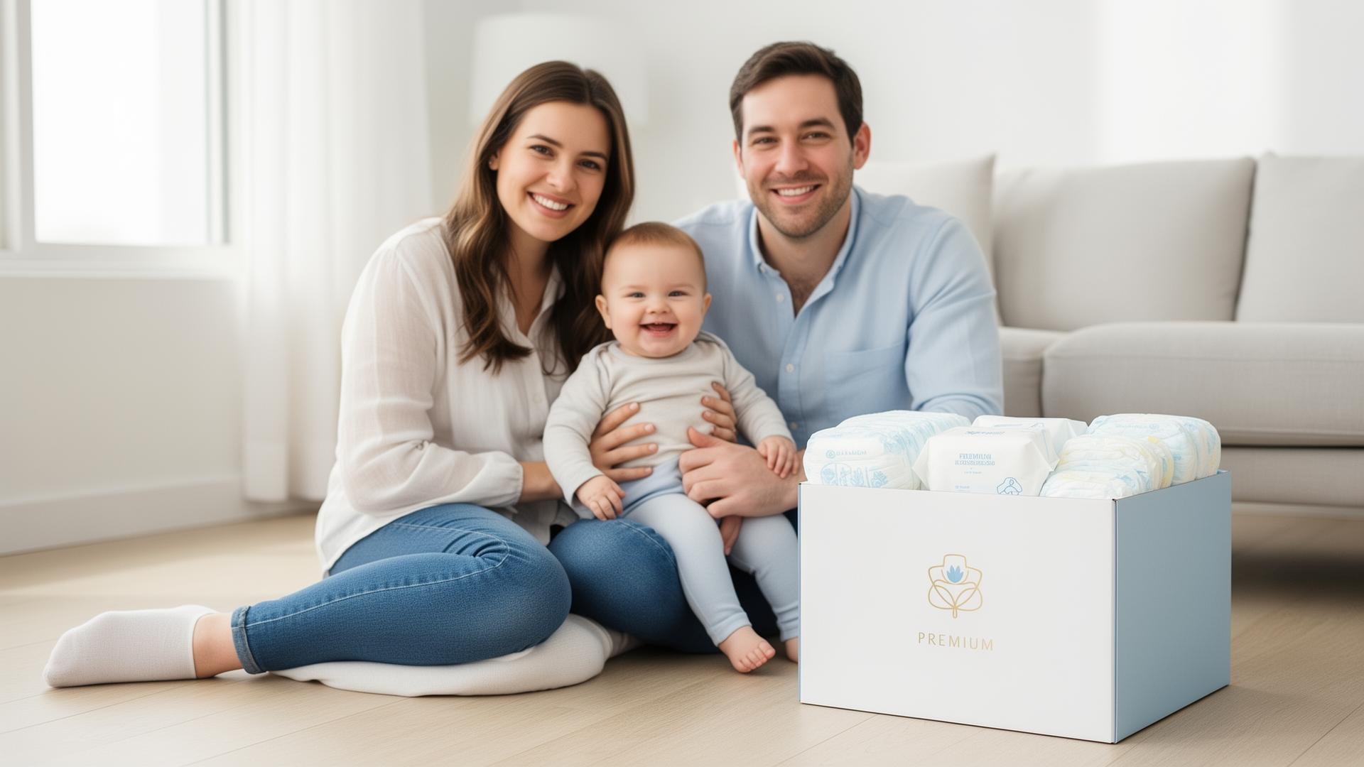 Happy Canadian family with their Essentials Club delivery